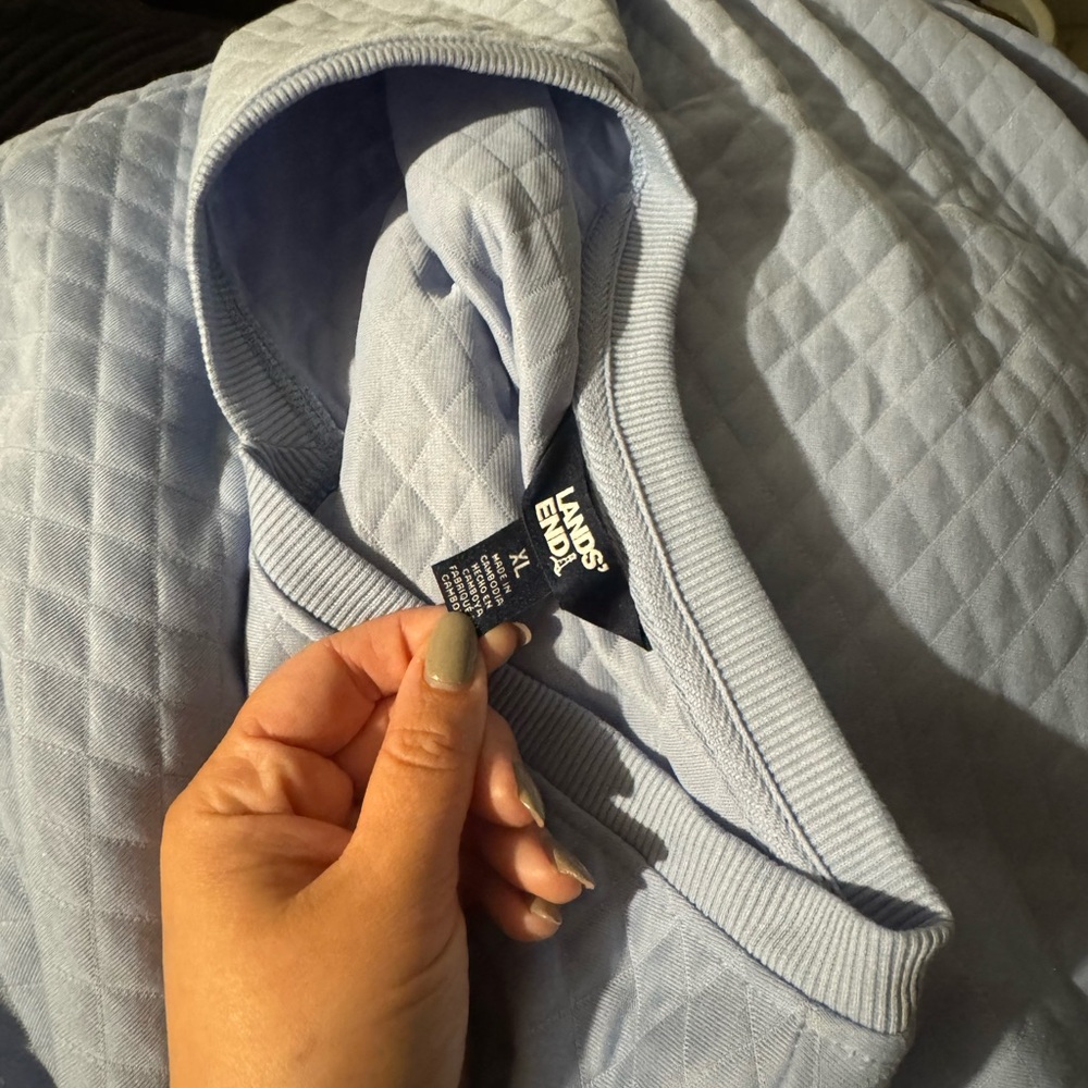 NEW Lands End Quilted V‑Neck 2‑Piece Lounge Set — Light Blue - Picture 5 of 5